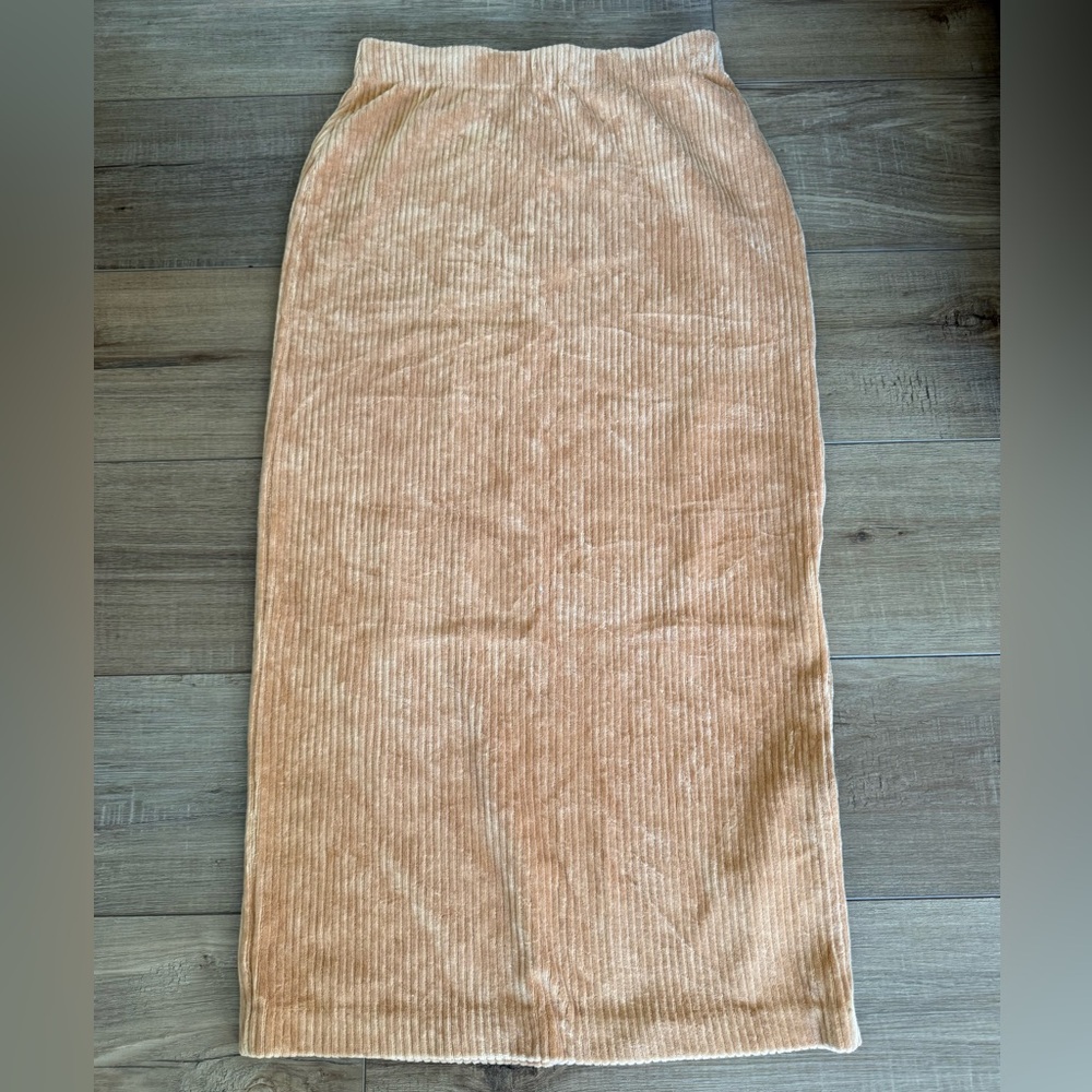 LIKE NEW Free People Mustard Corduroy Midi Skirt w/ Side Slit